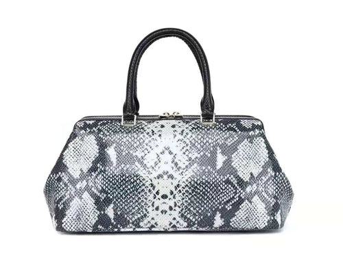 Women real leather Snake Skin Grain Boston Bag Trend Top Handle