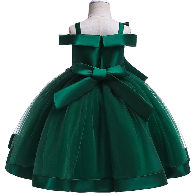 3-10 Years Kids  Party Dresses For Girls Appliques Flower