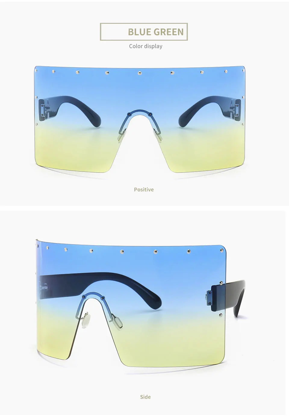 Trend Oversized Sunglasses Women Men Rivet Sun Glasses One-piece Windproof Goggles Mirror Sun Glass UV400 OversizedSunglasses