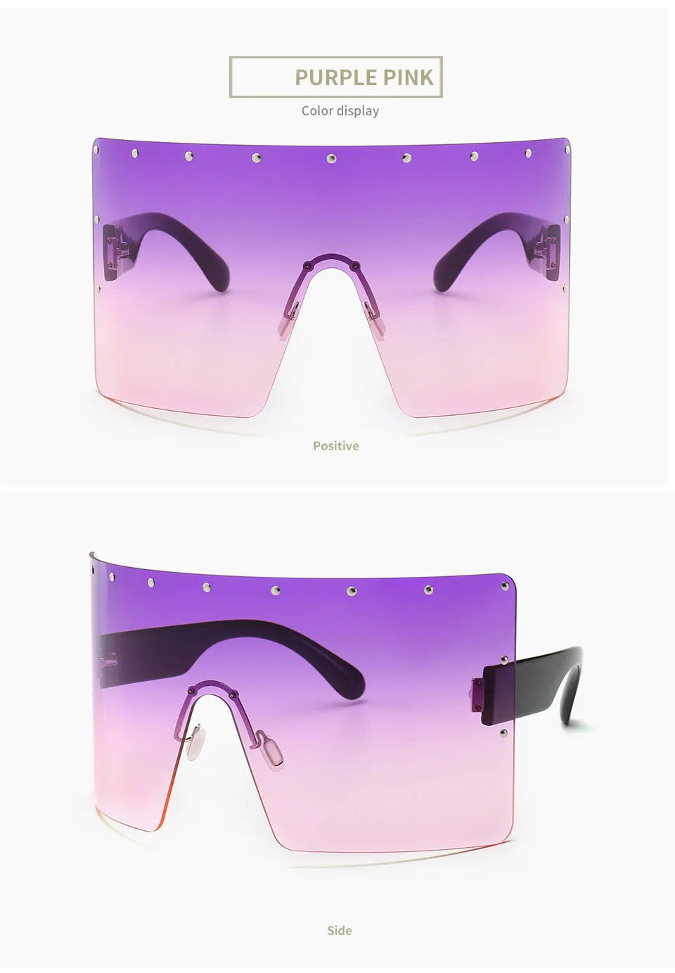 Trend Oversized Sunglasses Women Men Rivet Sun Glasses One-piece Windproof Goggles Mirror Sun Glass UV400 OversizedSunglasses