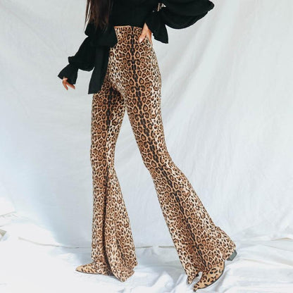 High Waist Leopard Print Flare Leggings