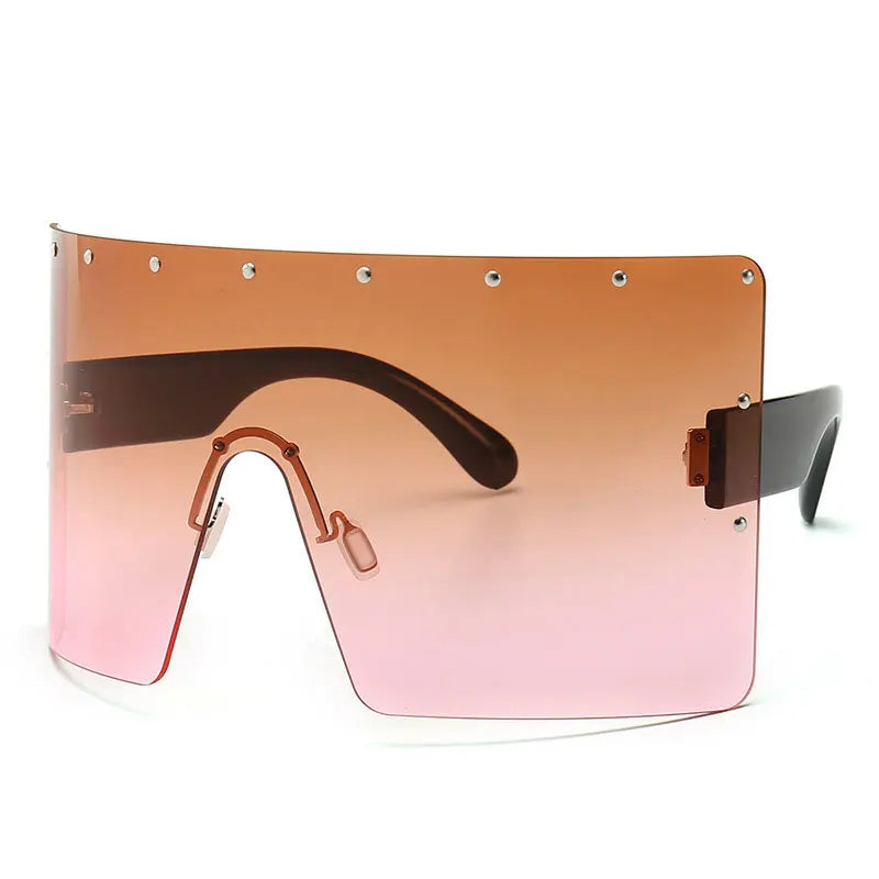 Trend Oversized Sunglasses Women Men Rivet Sun Glasses One-piece Windproof Goggles Mirror Sun Glass UV400 OversizedSunglasses