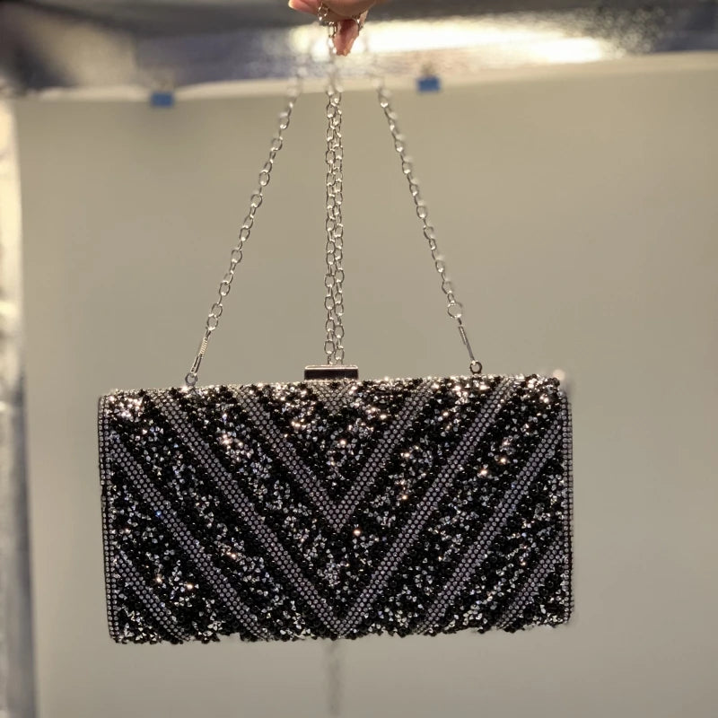 fashion chains unique sequin diamond clutch bag wholesale designer