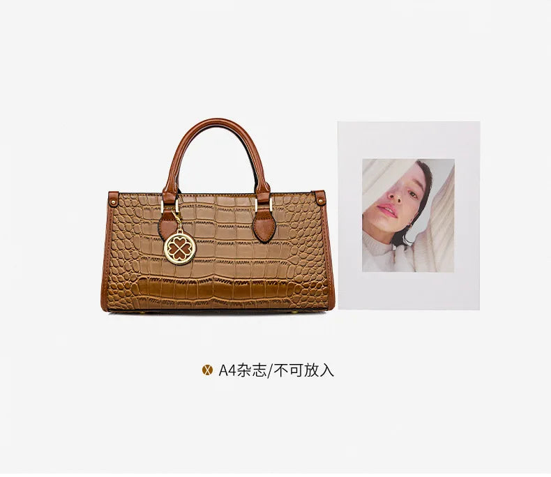 Pu Leather Crocodile Woman Tote Shoulder Hand Bag Ladies