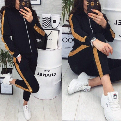 Leisure Sports Suit Personalized Long Sleeve Fitness Suit Stand Collar