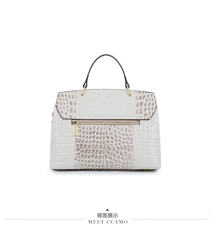 Luxury A Main Pu Leather  Crocodile Handbag