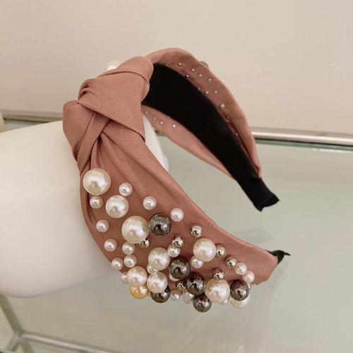 PROLY New Fashion Women Hair Accessories Wide Side Headband Mix Pearls