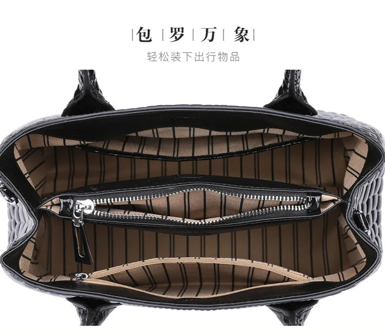 Cowhide High Quality Crocodile Hand Bag Branded Pure Big