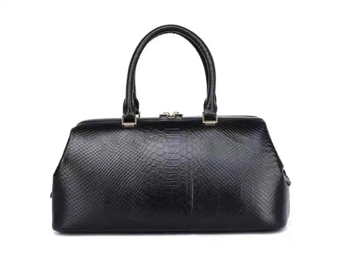 Women real leather Snake Skin Grain Boston Bag Trend Top Handle