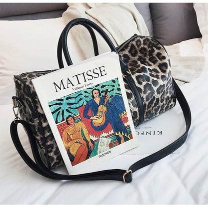 Travel Duffle Bag Leopard Printing PU Leather Duffle bag