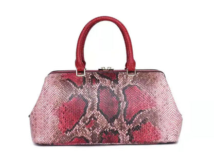 Women real leather Snake Skin Grain Boston Bag Trend Top Handle