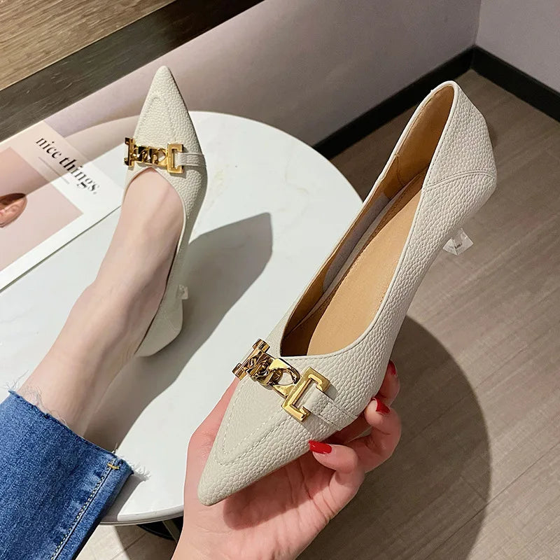 Female Point Toe Buckle Low Heels New Spring  Women