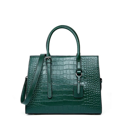 Luxury Women Croc Embossed Genuine Leather Hand Bag