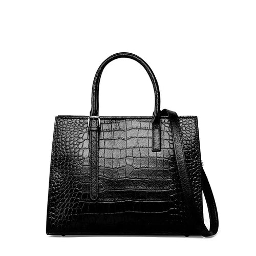 Luxury Women Croc Embossed Genuine Leather Hand Bag