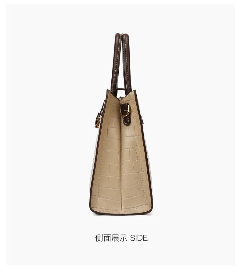 Women Bag Crocodile Pattern Tote Bag Lock