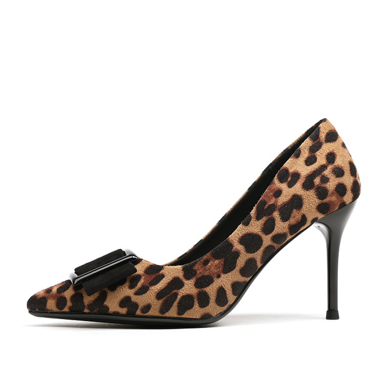 New Sexy Square Suede Top Shoe Head Fine Heel Leopard Mark shoes women