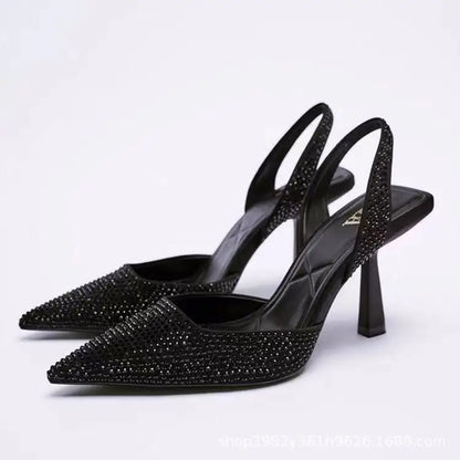 New Female Pointed-toe Rhinestone High Heels Stilettos Women Casual