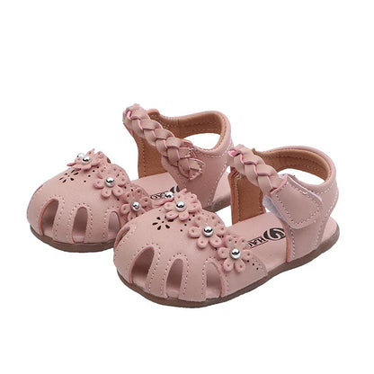 Summer Baby Sandals Girls Soft Bottom Sweet Children Shoes White Pink