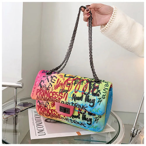 Graffiti bags lady hand bag  designer handbags