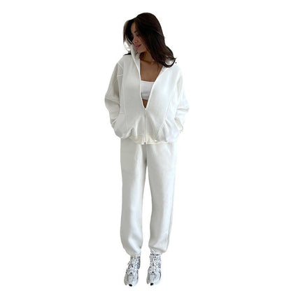 Fleece-lined stand-up collar long-sleeved cardigan with ankle-tied