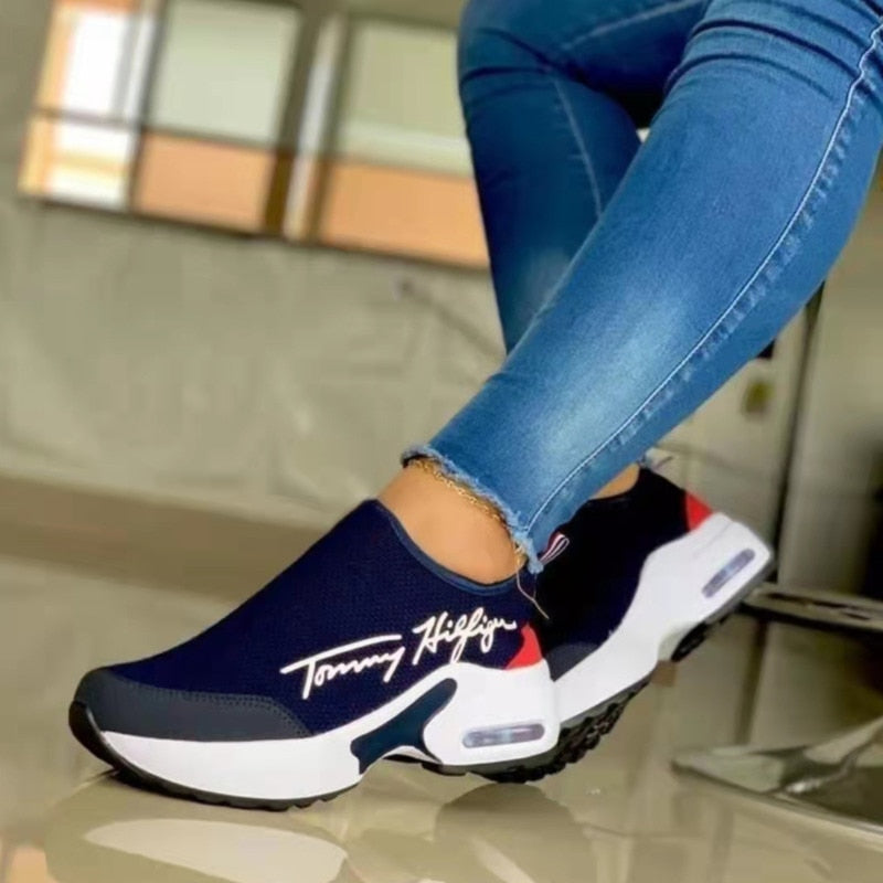 Flat Women Shoes Casual Breathable Wedges Ladies Walking Sneakers