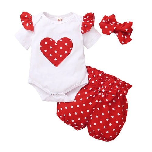 0-18 Months Newborn Baby Girl Cute Polka Dot Summer Outfit Set Short