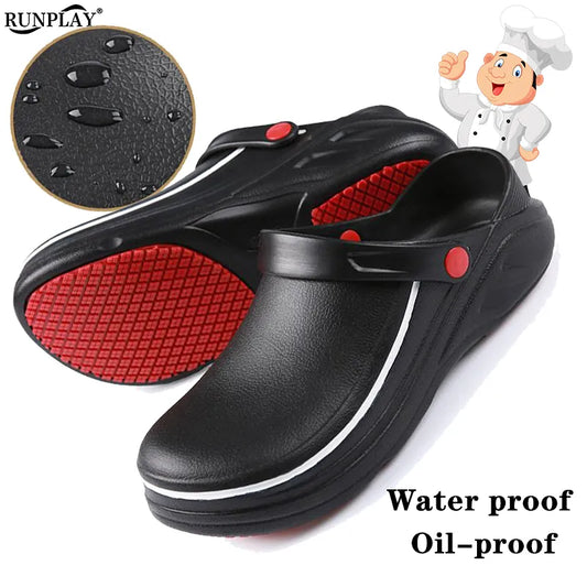 Unisex Work Chef Shoes Kitchen Waterproof Oil-proof Slippers Hotel