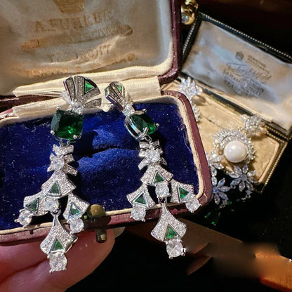 Women Mojito Snowflake Gem Pearl Plated 18K Gold Peacock Green