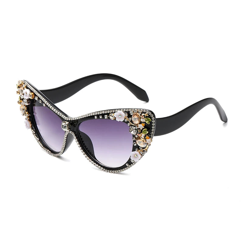 Diamond Cat Eye Big Sunglasses Women Oversized Sun Glasses Luxury Brand Designer Crystal Rhinestone Eyewear Glitter Gafas De Sol