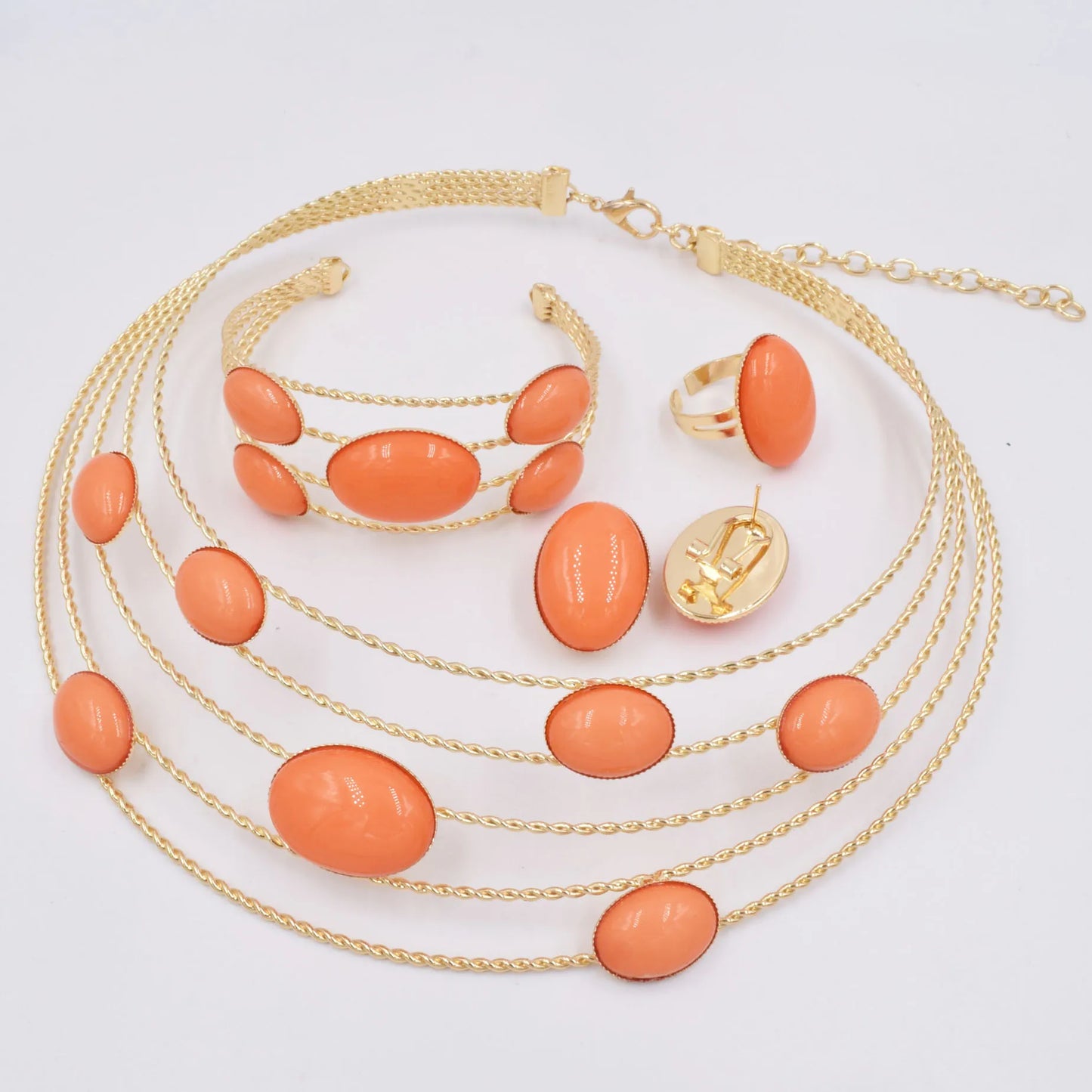 Italian Gold Plated Jewelry Set Dubai Gold Color High Quality Ladies