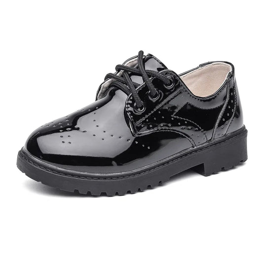 Boys Leather Shoes For Party Wedding Performance Show Stage Black