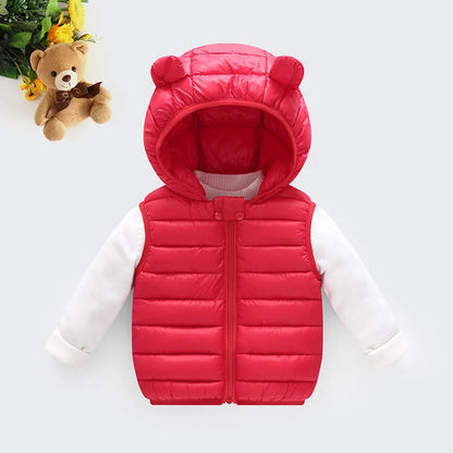 Boys Vest Baby's Kids Waistcoat Down Jacket 2024 Red Warm Plus Thicken Winter Autumn Teenagers Windproof Christmas Gift Children