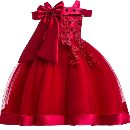 3-10 Years Kids  Party Dresses For Girls Appliques Flower