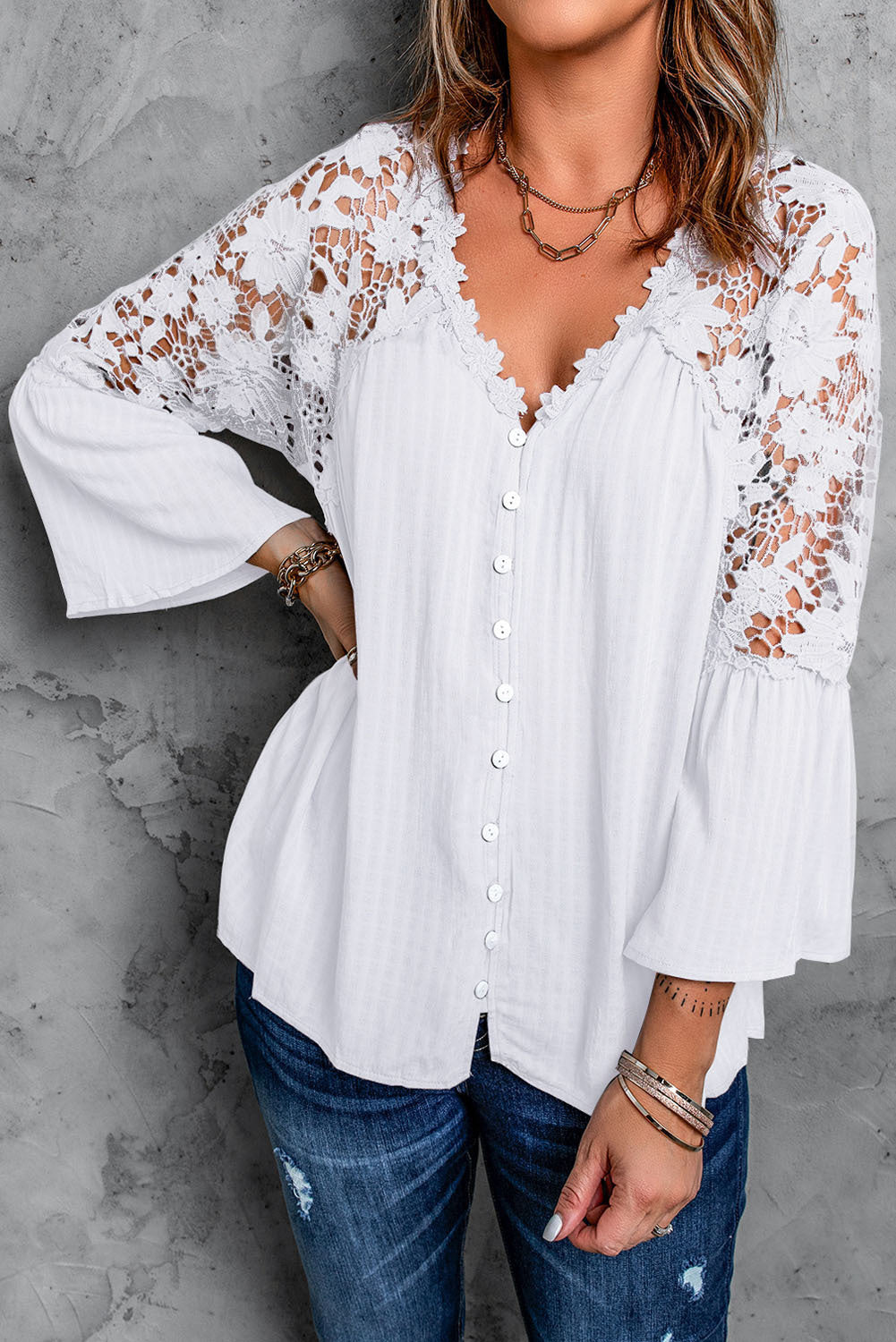 Lace Blusas Summer Top Women Shirt