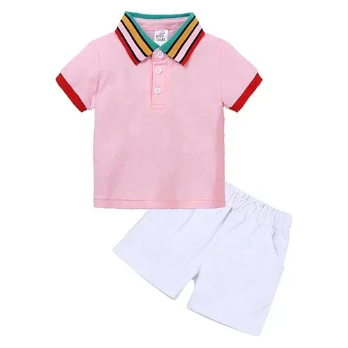 Toddler Kids Boys Summer Leisure Set 2Pieces Polo Shirt + Short Pants