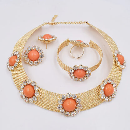 Italian Gold Plated Jewelry Set Dubai Gold Color High Quality Ladies