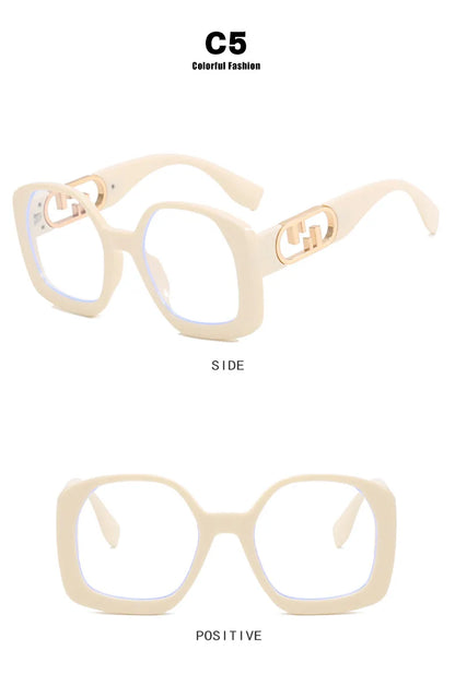 Oversized Square Ladies Reading Glasses Fashion Brand Designer Anti blue Light Computer Glasses Women Polygon Presbyopia Eyewear