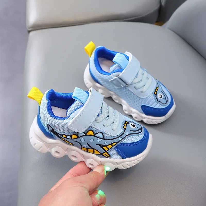 Zapatillas LED Kid Cartoon Dinosaur Boy Casual Sneaker Boy Kid Shoe