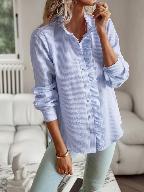 White Blouse Women Summer Long Sleeve Shirts Female Fashion Ruched