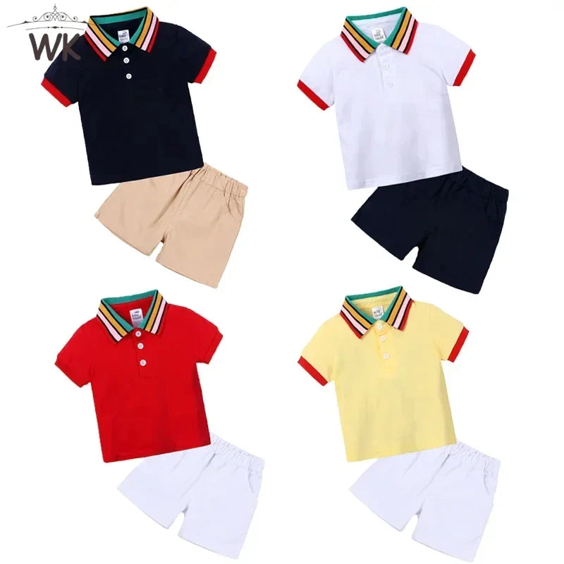 Toddler Kids Boys Summer Leisure Set 2Pieces Polo Shirt + Short Pants