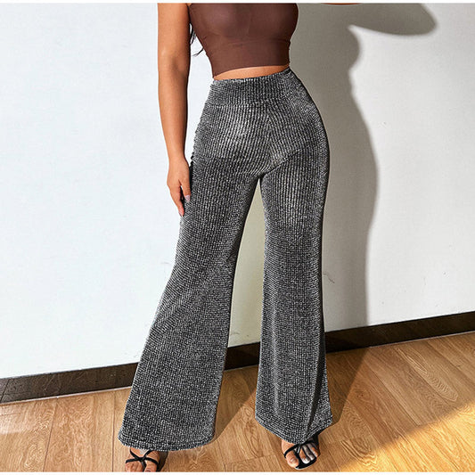 Silver Loose Elegant High Waist Trousers