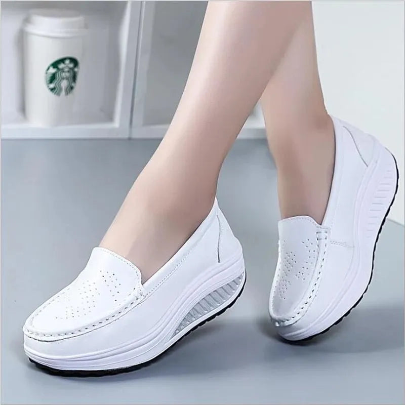 Cow Two-Layer Leather Black Women'S Shoes Breathable Fashion Flat