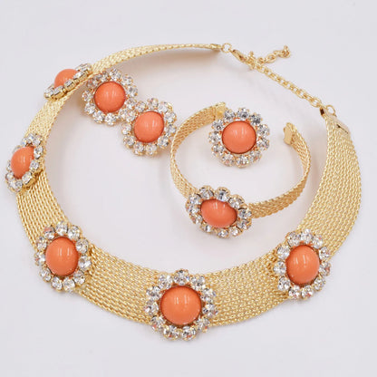 Italian Gold Plated Jewelry Set Dubai Gold Color High Quality Ladies