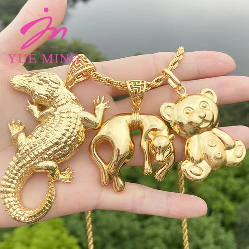 3pcs Pendant with 60cm Chain For Women Men 18k Gold Plated Copper