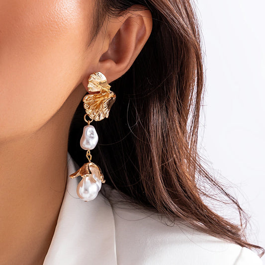 IngeSight.Z Vintage Gold Color Little Ginkgo Leaf Drop Earrings Women