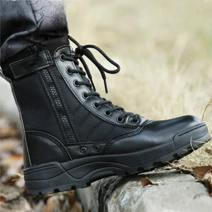 Fashion Men Boots Winter Outdoor Leather Military Boots Breathable