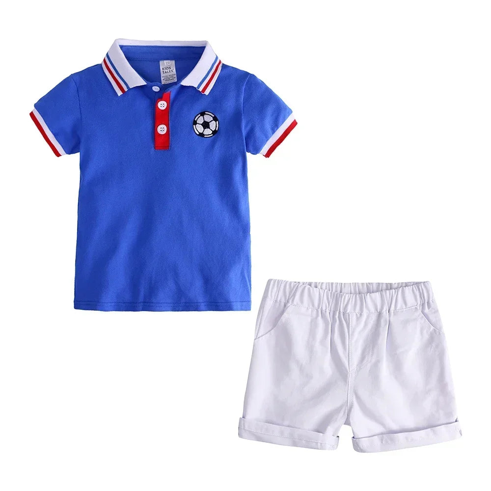 Toddler Kids Boys Summer Leisure Set 2Pieces Polo Shirt + Short Pants