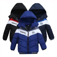 Winter coat 0-6 Age girls hooded with velvet to keep warm Korean version fashion print sweet Joker down jacket children clothing