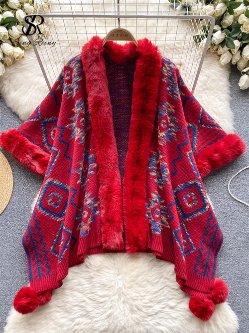 Winter Loose Shawl Cardigan Fur Design for Women