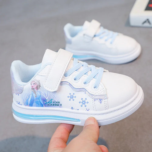 Disney Girls White PU Leather Shoes Cartoon Princess Elsa Frozen